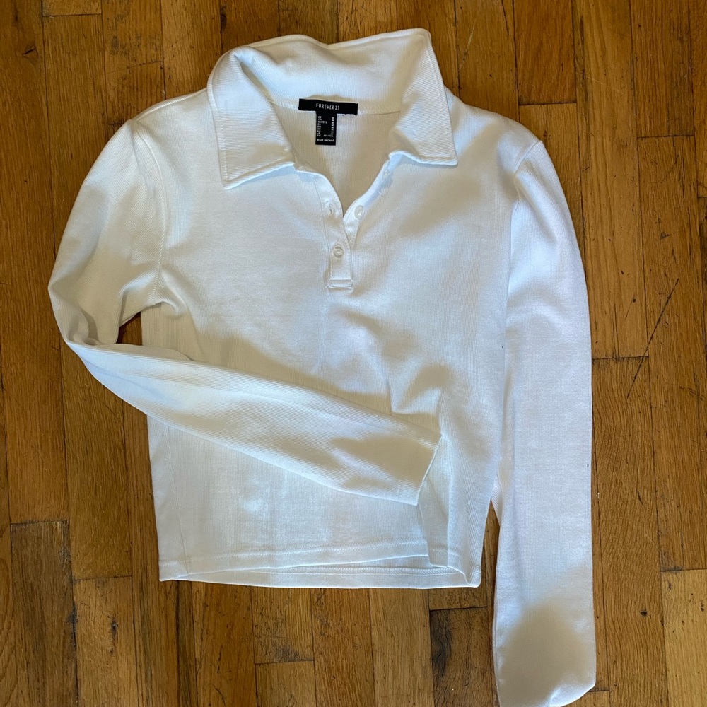 Forever 21 collared crop top, size M